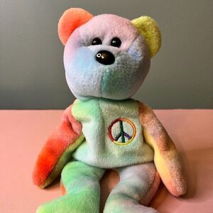 Vintage TY Beanie Babies Collection PEACE Tye Dyed 1996